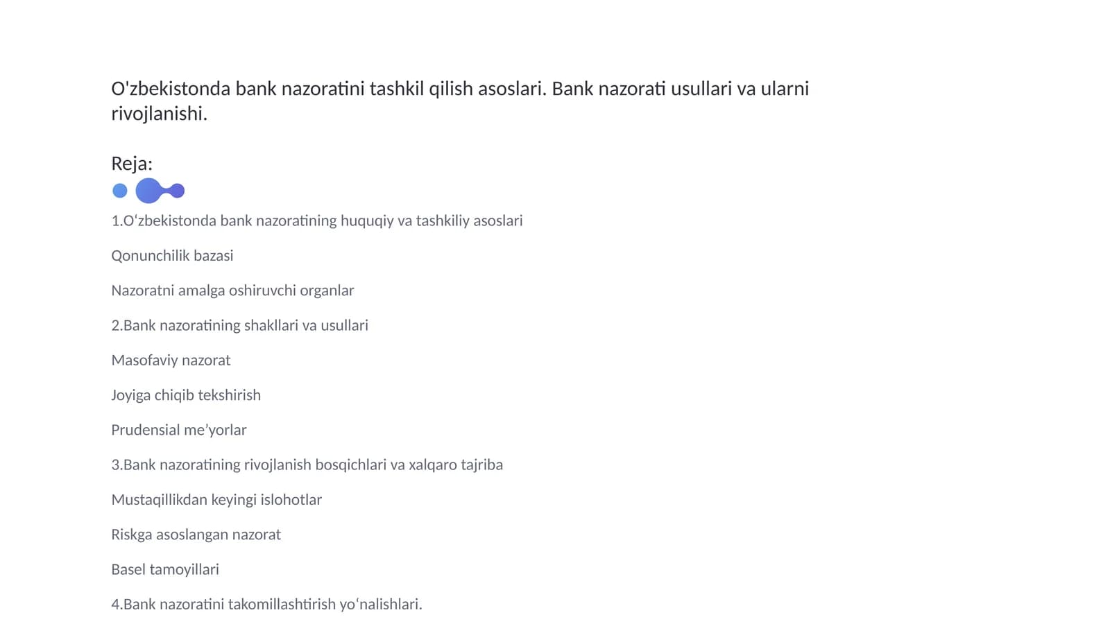 O‘zbekistonda bank nazoratini tashkil qilish asoslari