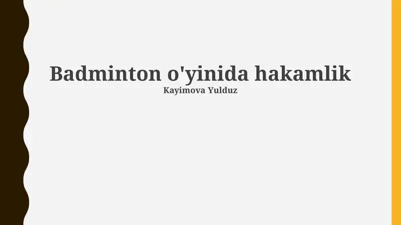 Badminton Hakamligi Asoslari