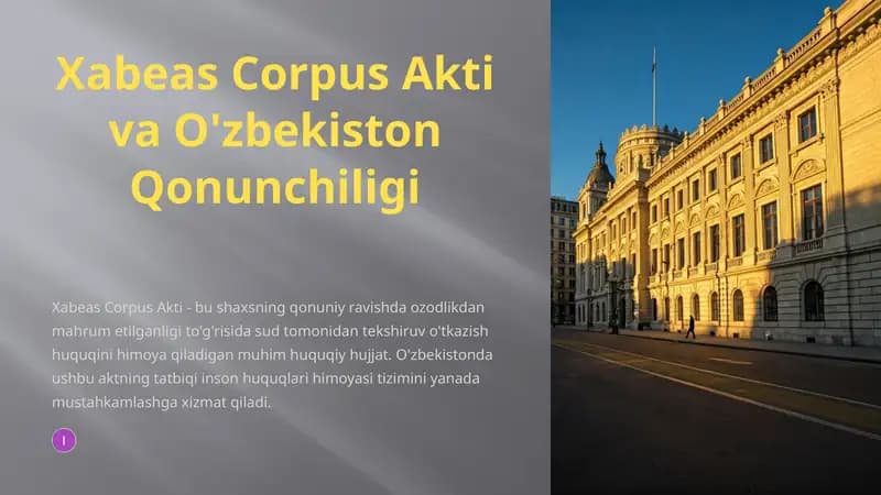 Xabeas Corpus Akti va O'zbekiston Qonunchiligi