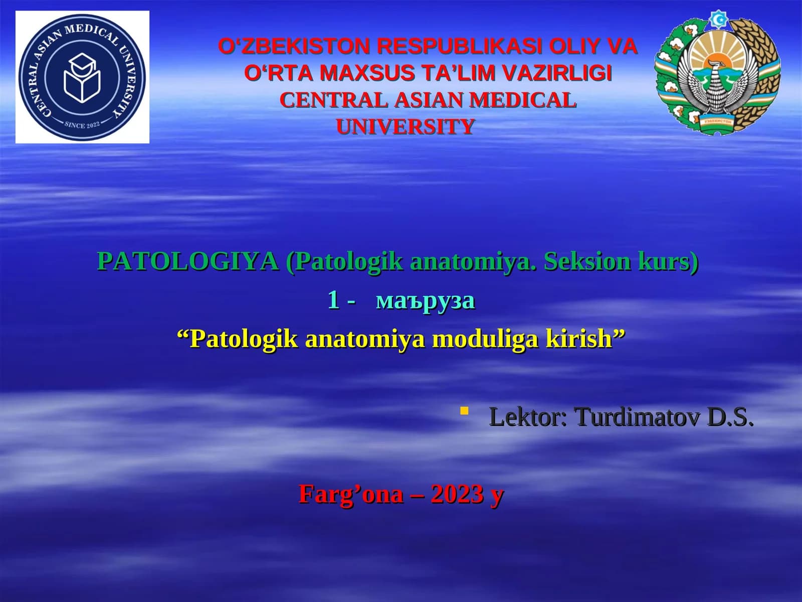 PATOLOGIYA (Patologik anatomiya. Seksion kurs)