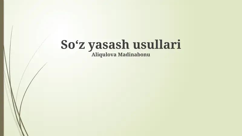 So'z yasash usullari