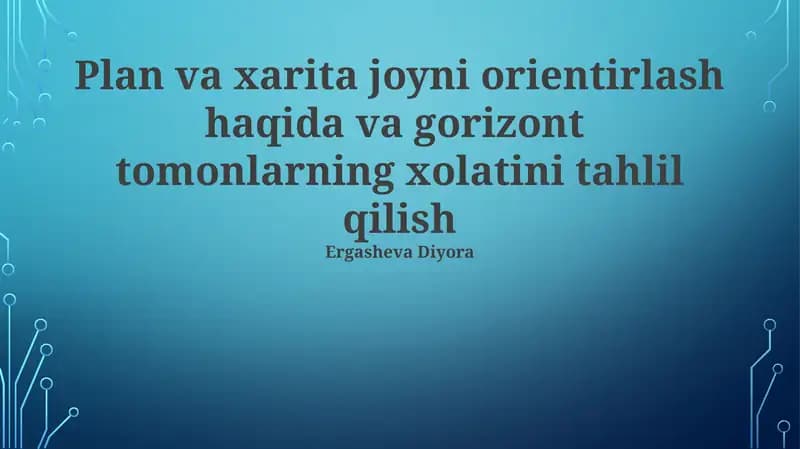 Xarita va Rejadagi Gorizontal Yo'nalishlarni Solishtirish