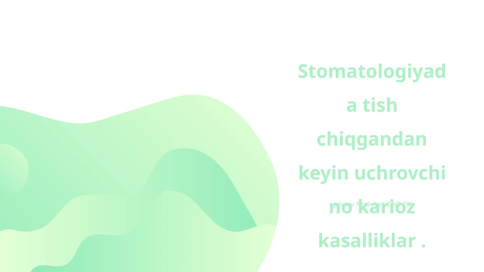 Stomatologiyada tish chiqgandan keyin uchrovchi no karioz kasalliklar