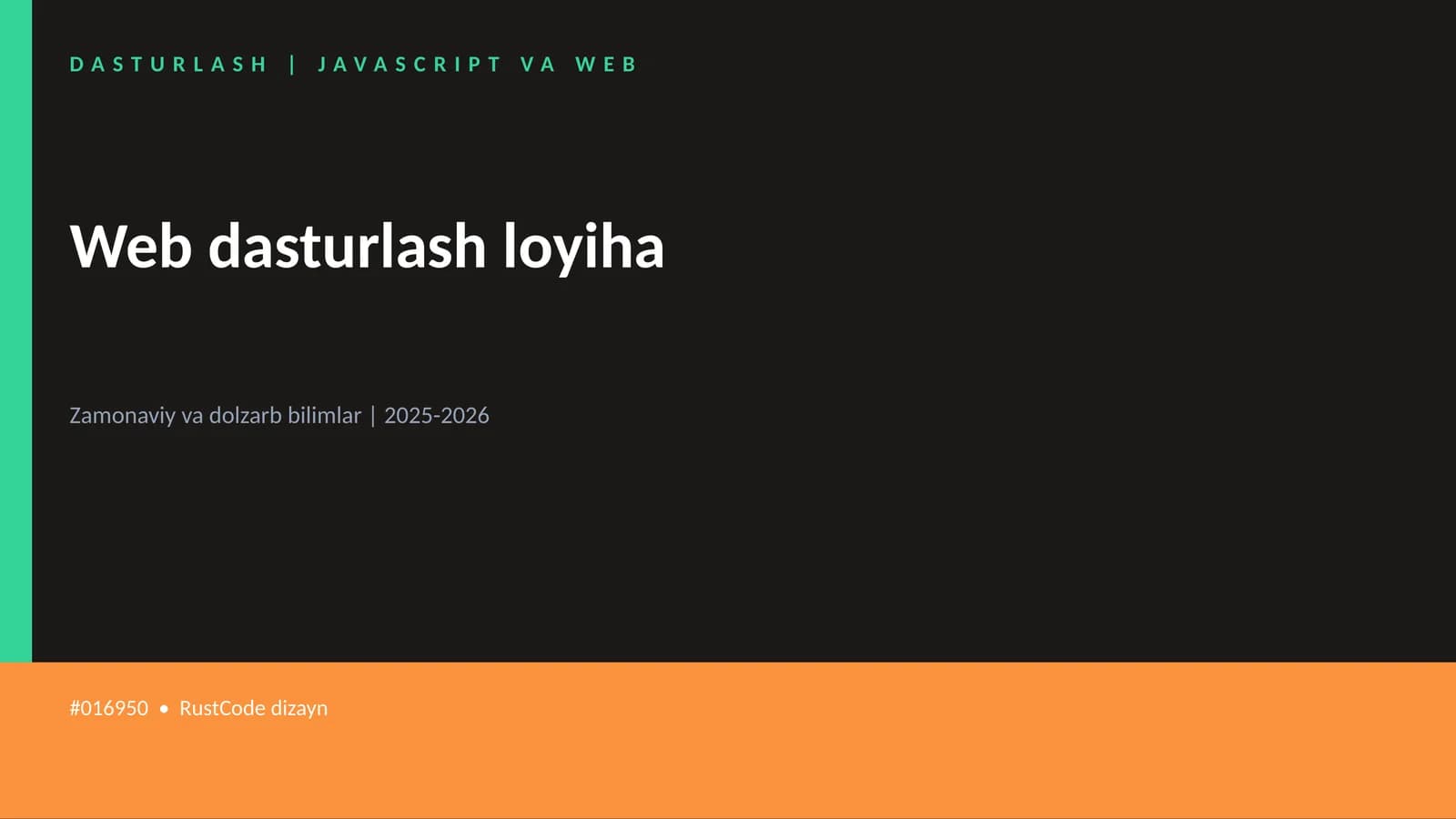DASTURLASH | JAVASCRIPT VA WEB