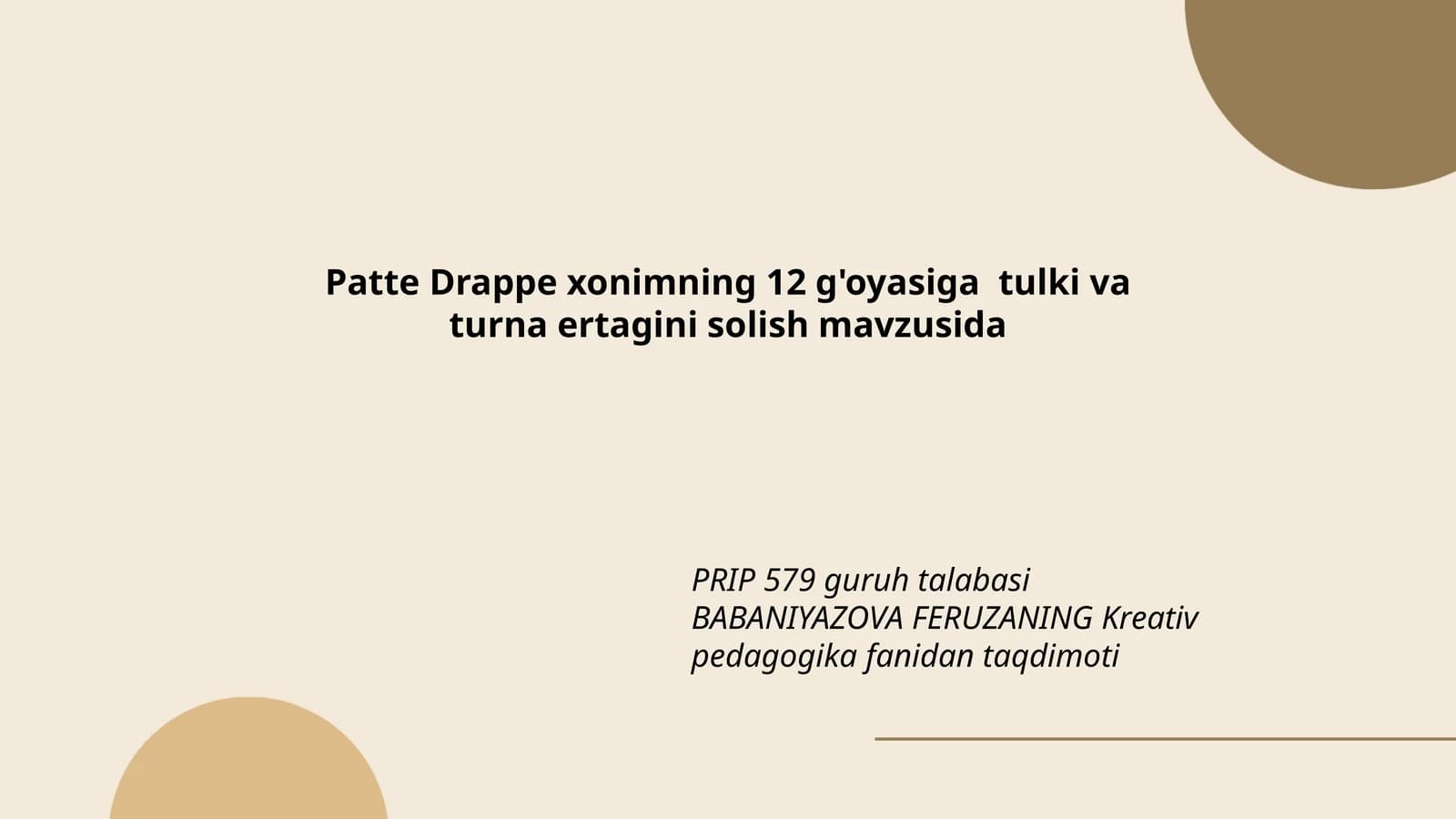 Kreativ pedagogika fanidan taqdimot