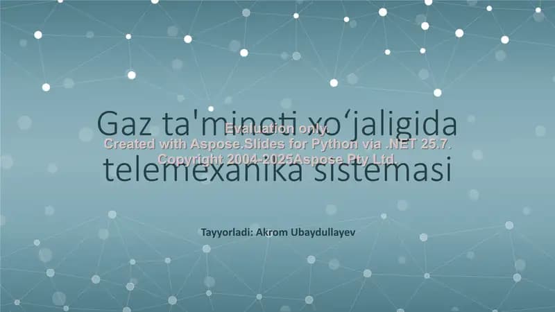 Gaz ta'minoti xo‘jaligida telemexanika sistemasi