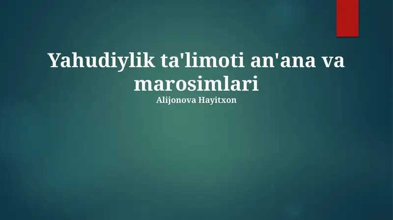 Yahudiylik ta'limoti an'ana va marosimlari