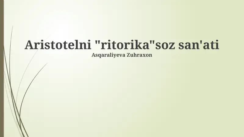 Aristotelning "Ritorikasi"