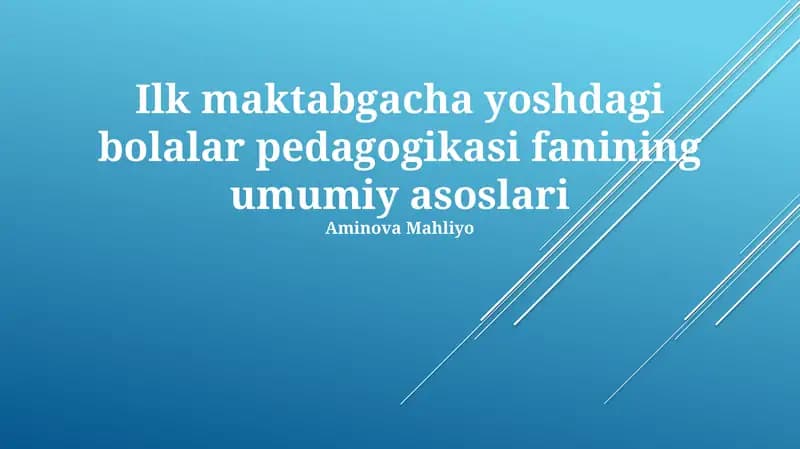 Maktabgacha taʼlim pedagogikasi