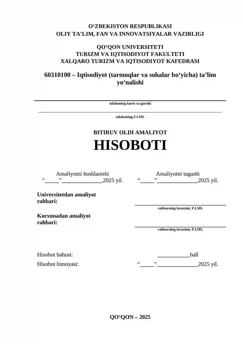 BITIRUV OLDI AMALIYOT HISOBOTI