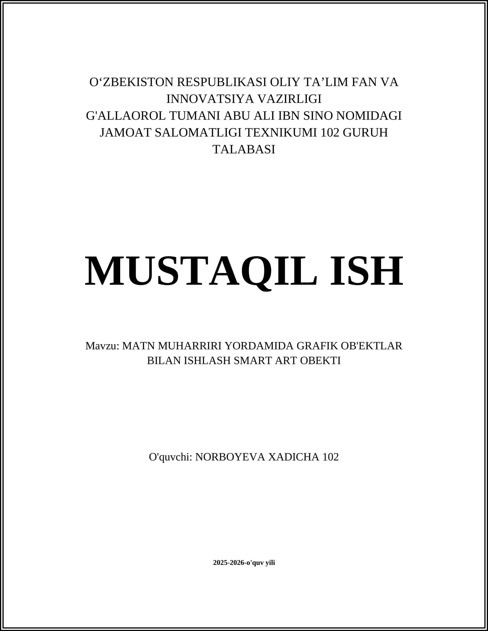 MATN MUHARRIRI YORDAMIDA GRAFIK OB'EKTLAR BILAN ISHLASH SMART ART OBEKTI
