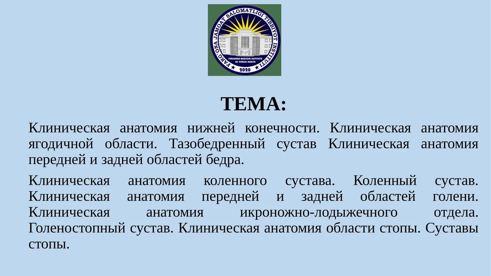 Клиническая анатомия нижней конечности