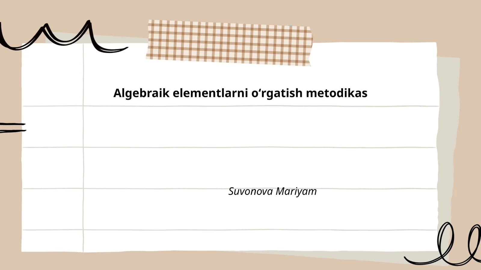 Algebraik elementlarni oʻrgatish metodikas