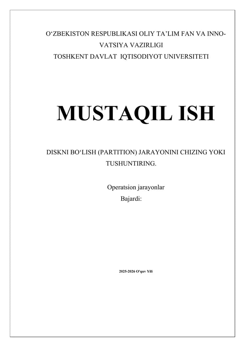 Disk Bo‘lish Jarayoni