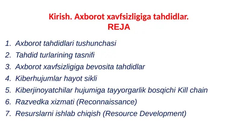 Axborot xavfsizligiga tahdidlar