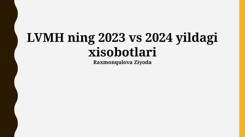 LVMH ning 2023 vs 2024 yildagi xisobotlari