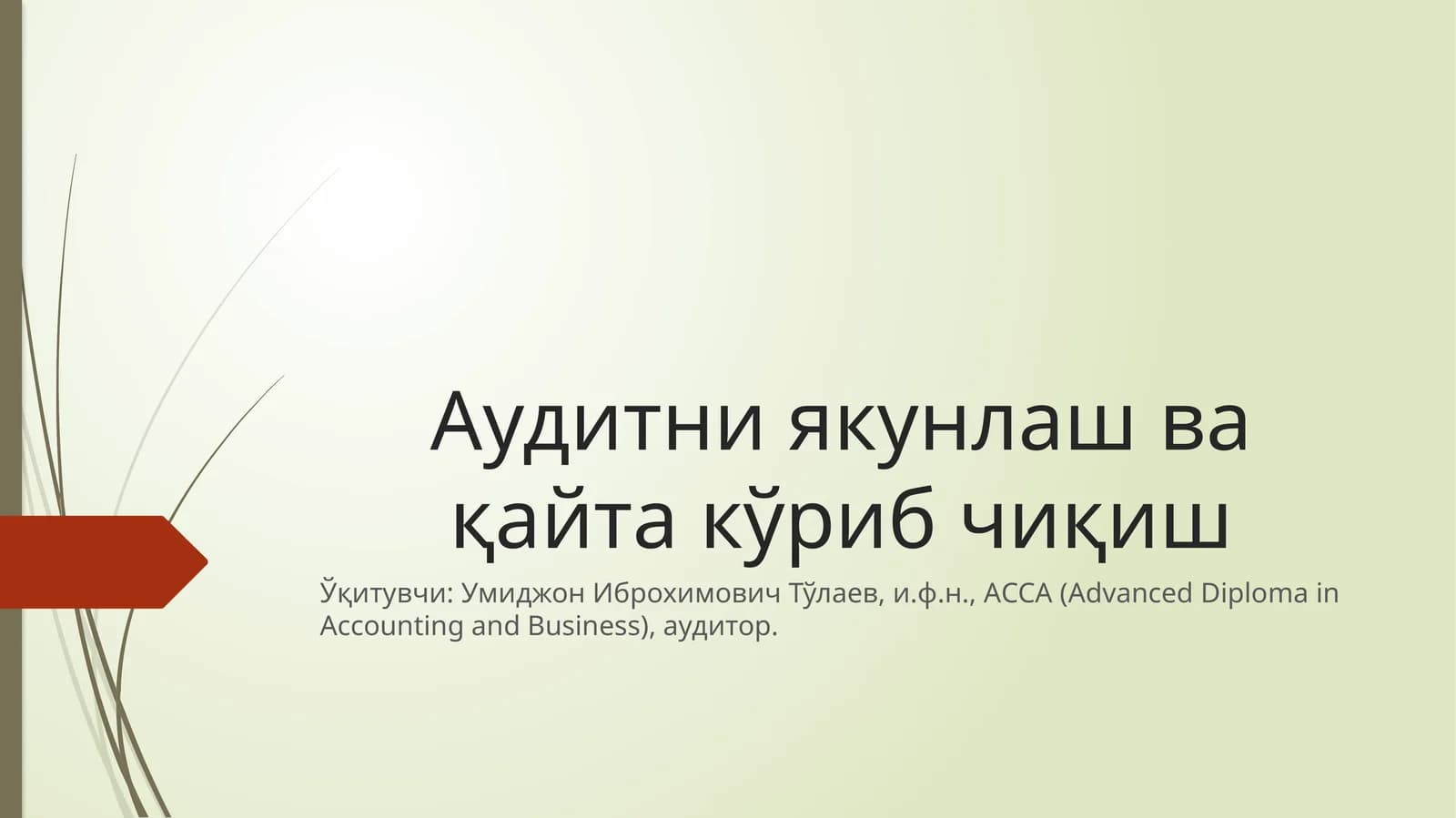 Аудитни якунлаш вақайтакўриб чиқиш