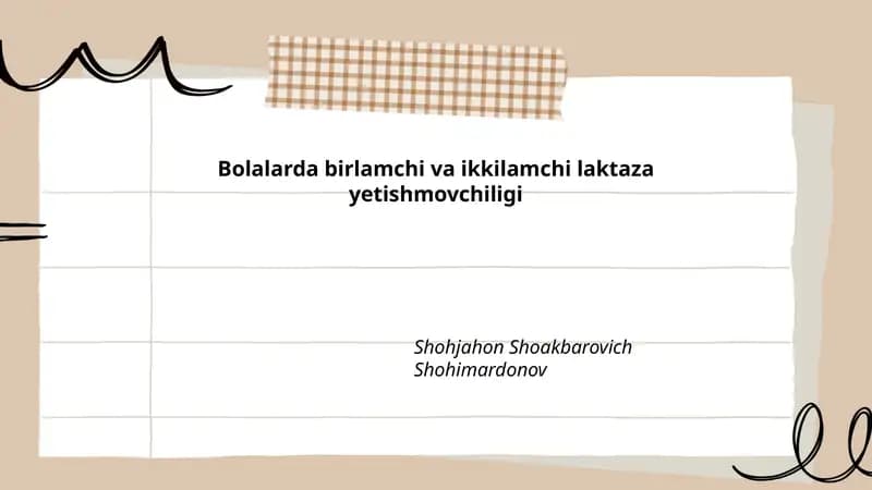 Bolalarda birlamchi va ikkilamchi laktaza yetishmovchiligi