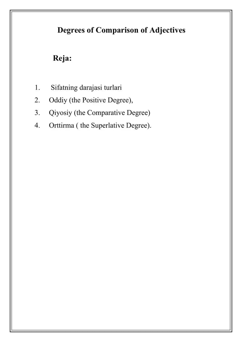 Degrees of Comparison of Adjectives