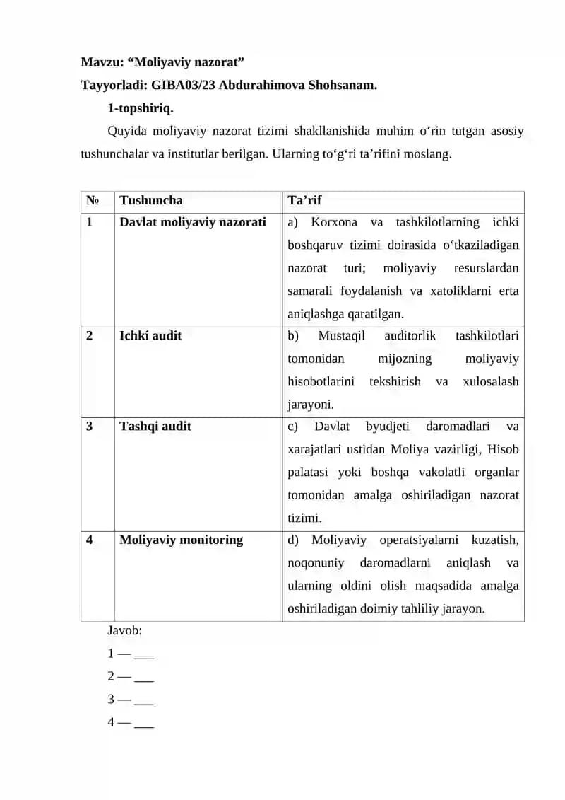 Moliyaviy nazorat