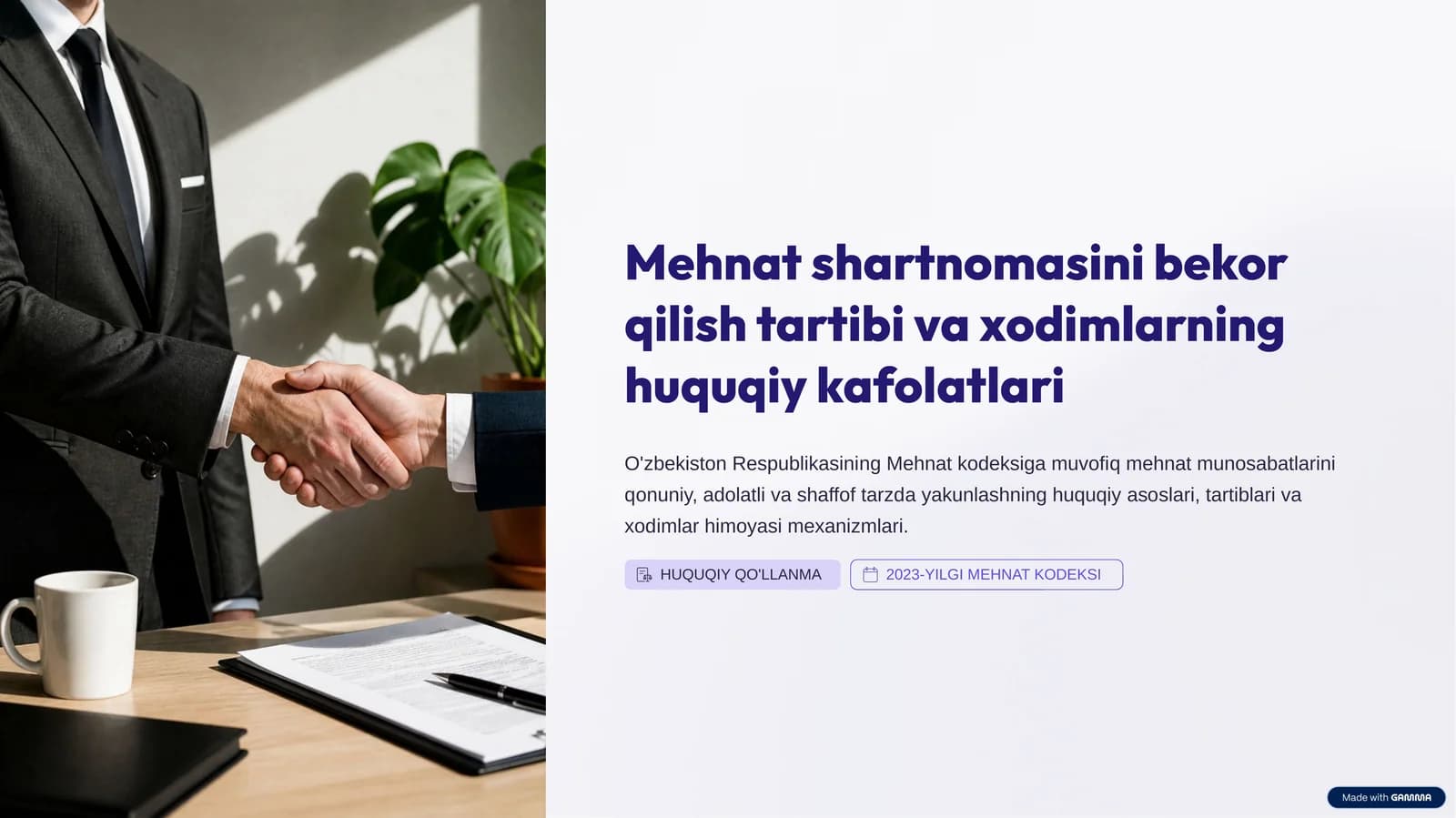 Mehnat shartnomasini bekor qilish tartibi va xodimlarning huquqiy kafolatlari