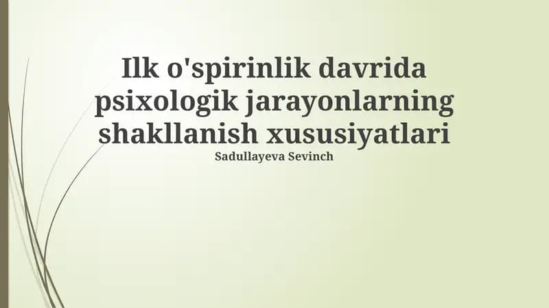 Xulq-atvorning o'ziga xos xususiyatlari