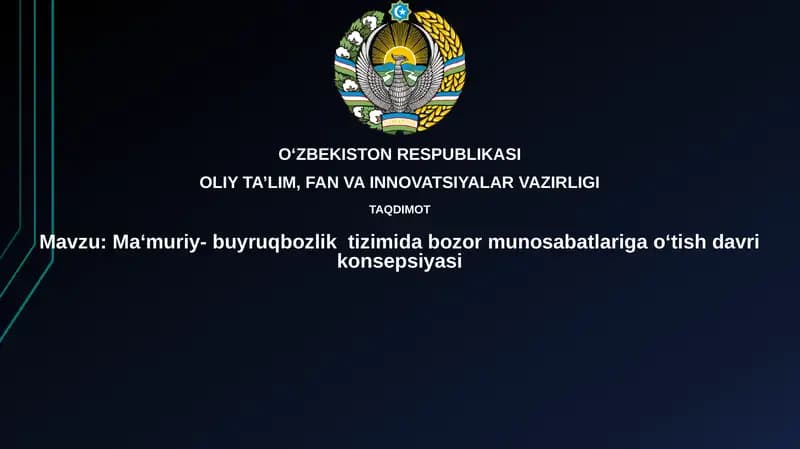 Ma‘muriy-buyruqbozliktizimidabozormunosabatlarigao‘tishdavrikonsepsiyasi