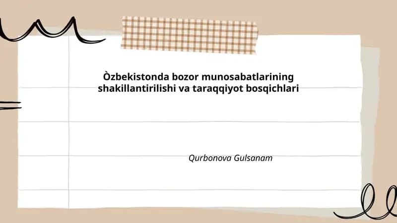 Òzbekistonda bozor munosabatlarining shakillantirilishi va taraqqiyot bosqichlari