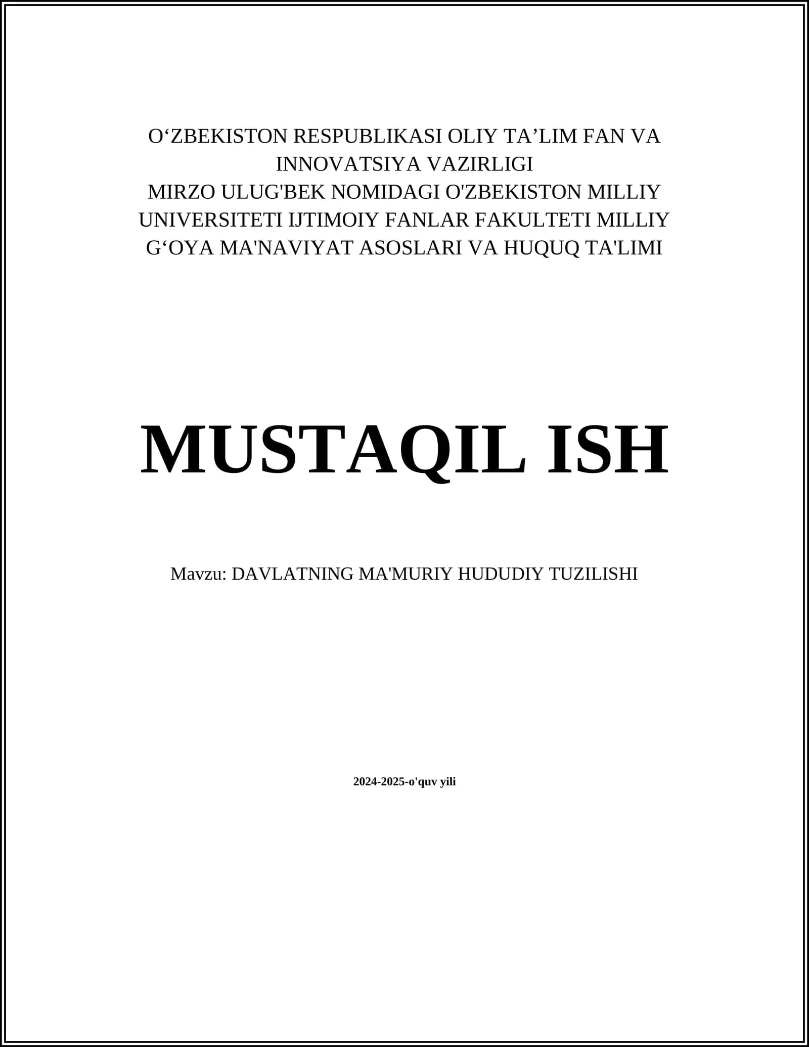 MA'MURIY-HUDUDIY BIRLIK TIZIMI