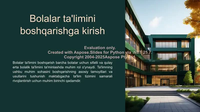 Bolalar ta'limini boshqarishga kirish