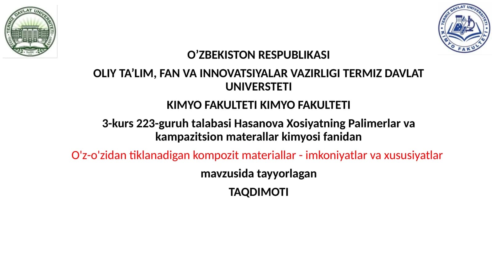O'z-o'zidan tiklanadigan kompozit materiallar