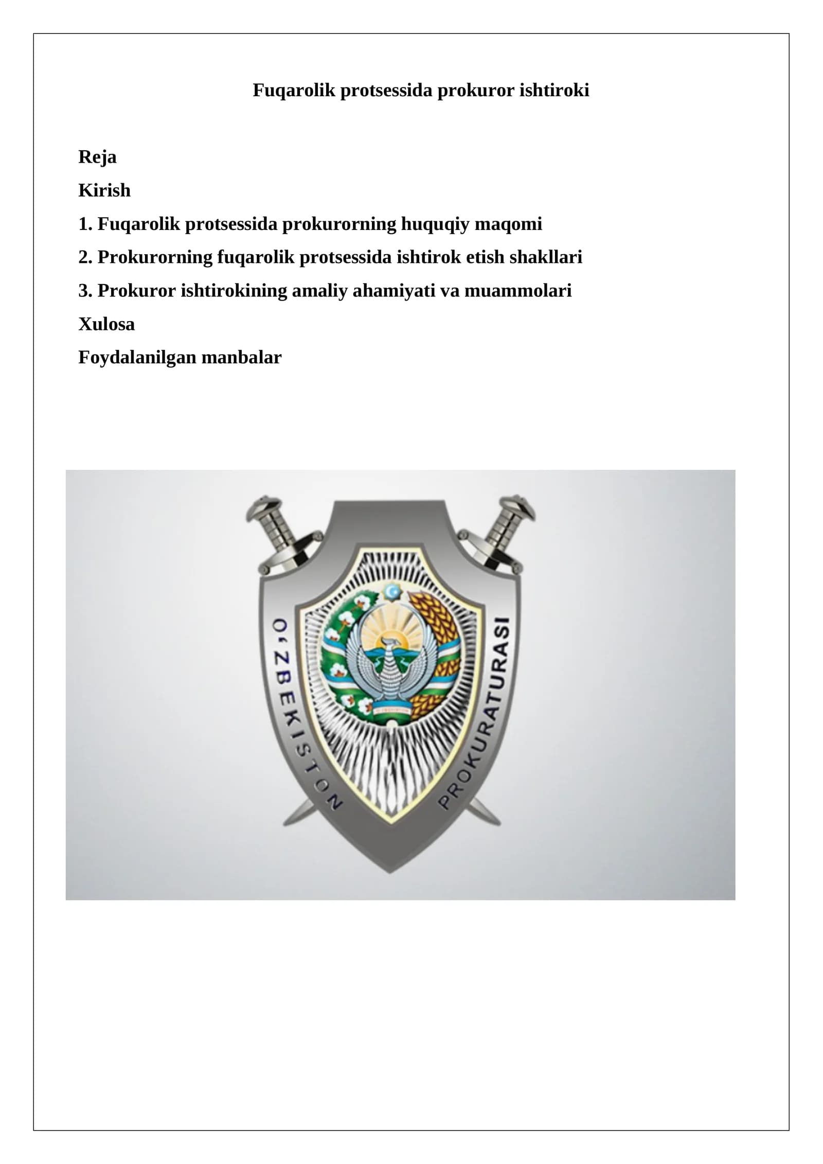 Fuqarolik protsessida prokuror ishtiroki