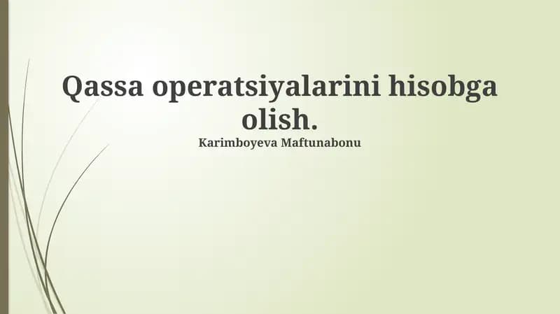 Qassa operatsiyalarini hisobga olish