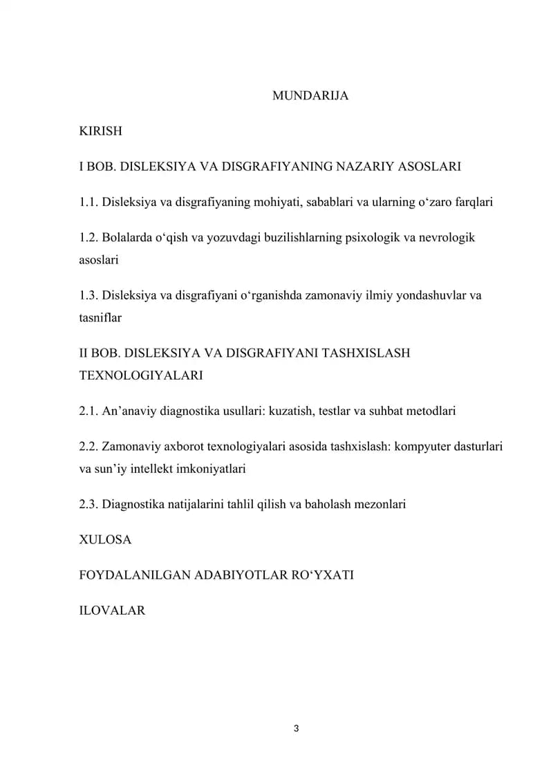 Disleksiya va disgrafiyani tashxislash texnologiyalari.