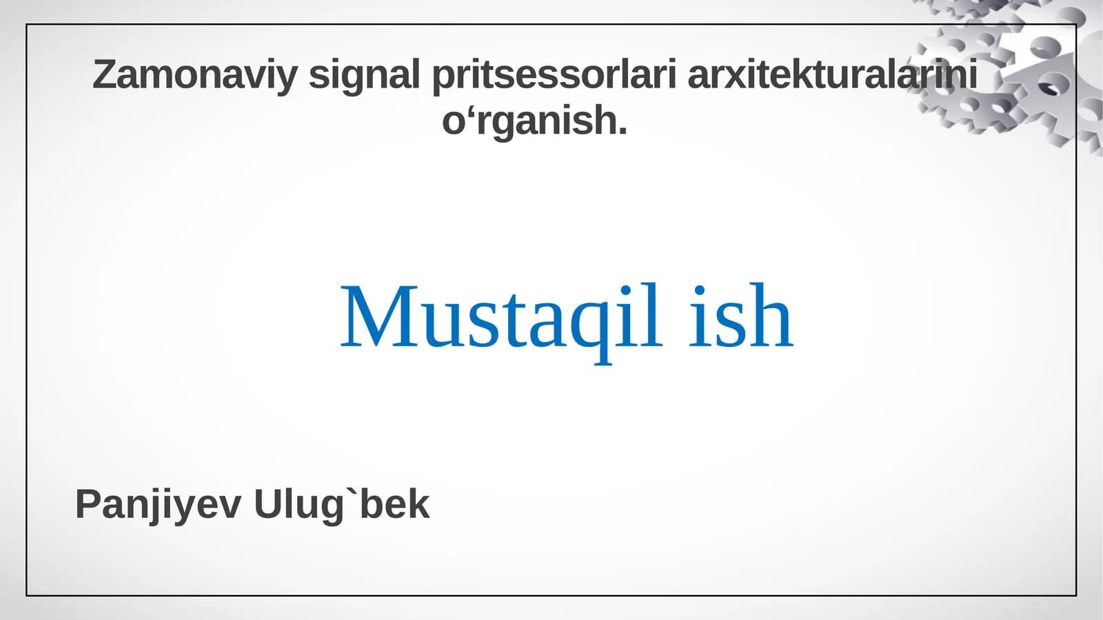 Zamonaviy signal pritsessorlari arxitekturalarini o‘rganish