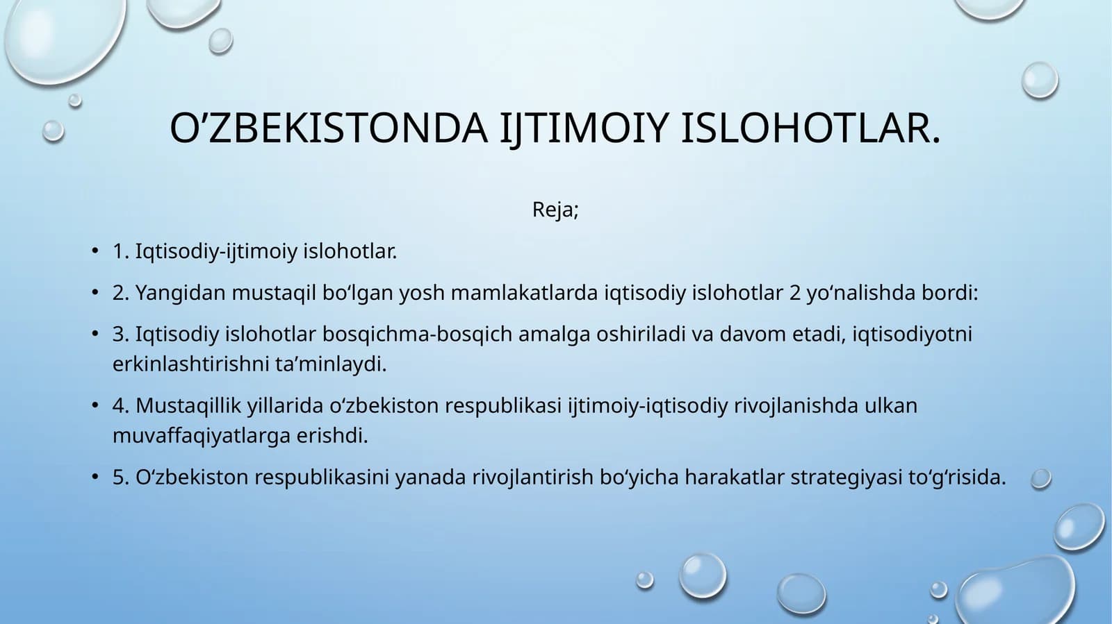 O’zbekistondaijtimoiyislohotlar