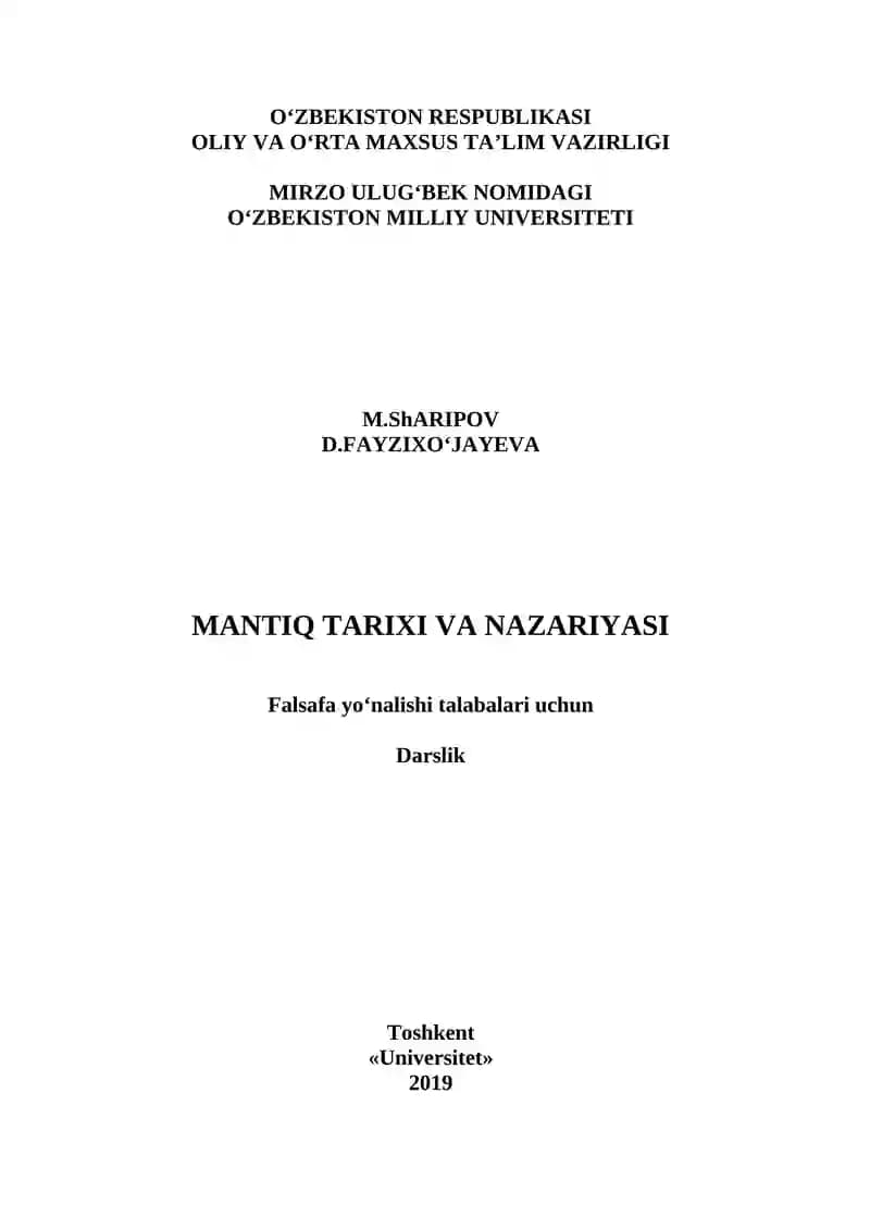 Mantiq tarixi va nazariyasi Darslik