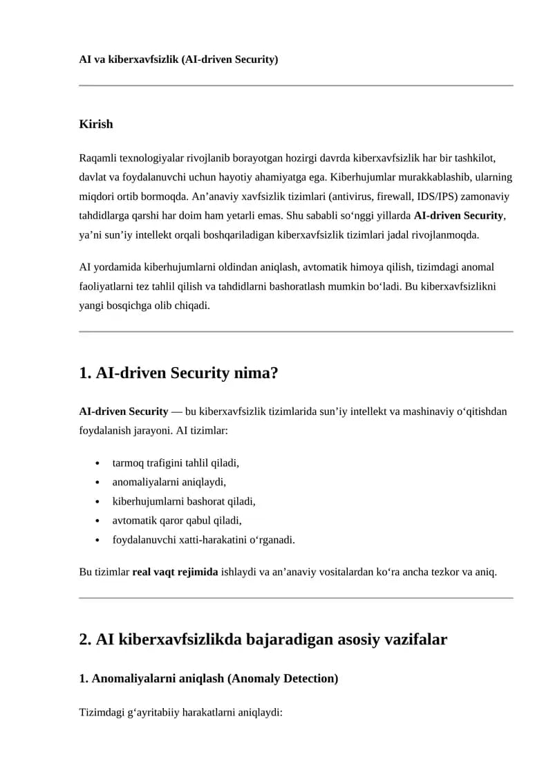 AI-driven Security