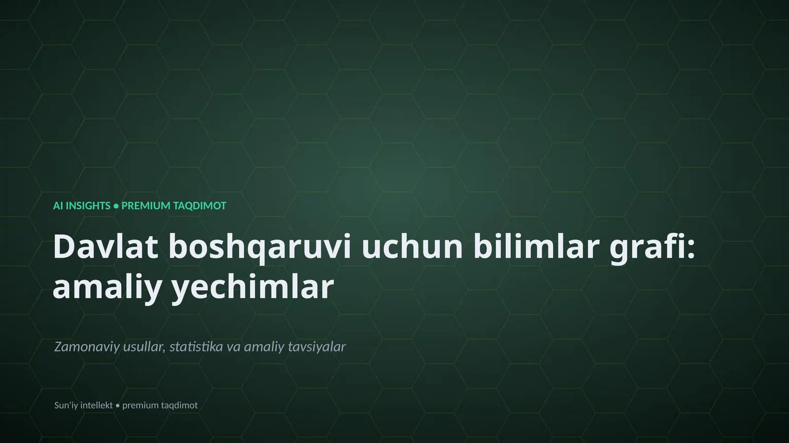 Davlat boshqaruvi uchun bilimlar grafi: amaliy yechimlar