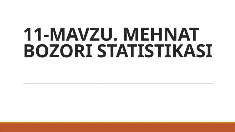 MEHNAT BOZORI STATISTIKASI
