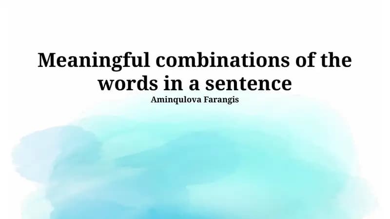 Syntactic Relationships and Meaning