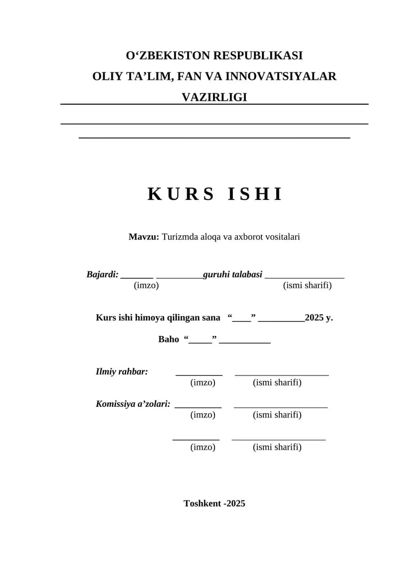 Turizmda aloqa va axborot vositalari