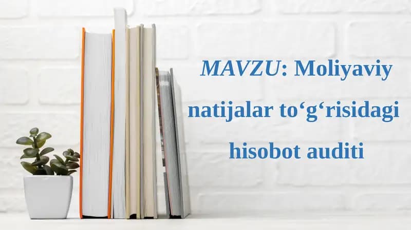 Moliyaviy natijalar to'g'risidagi hisobot auditining maqsadi, vazifalari va ma'lumot manbalari