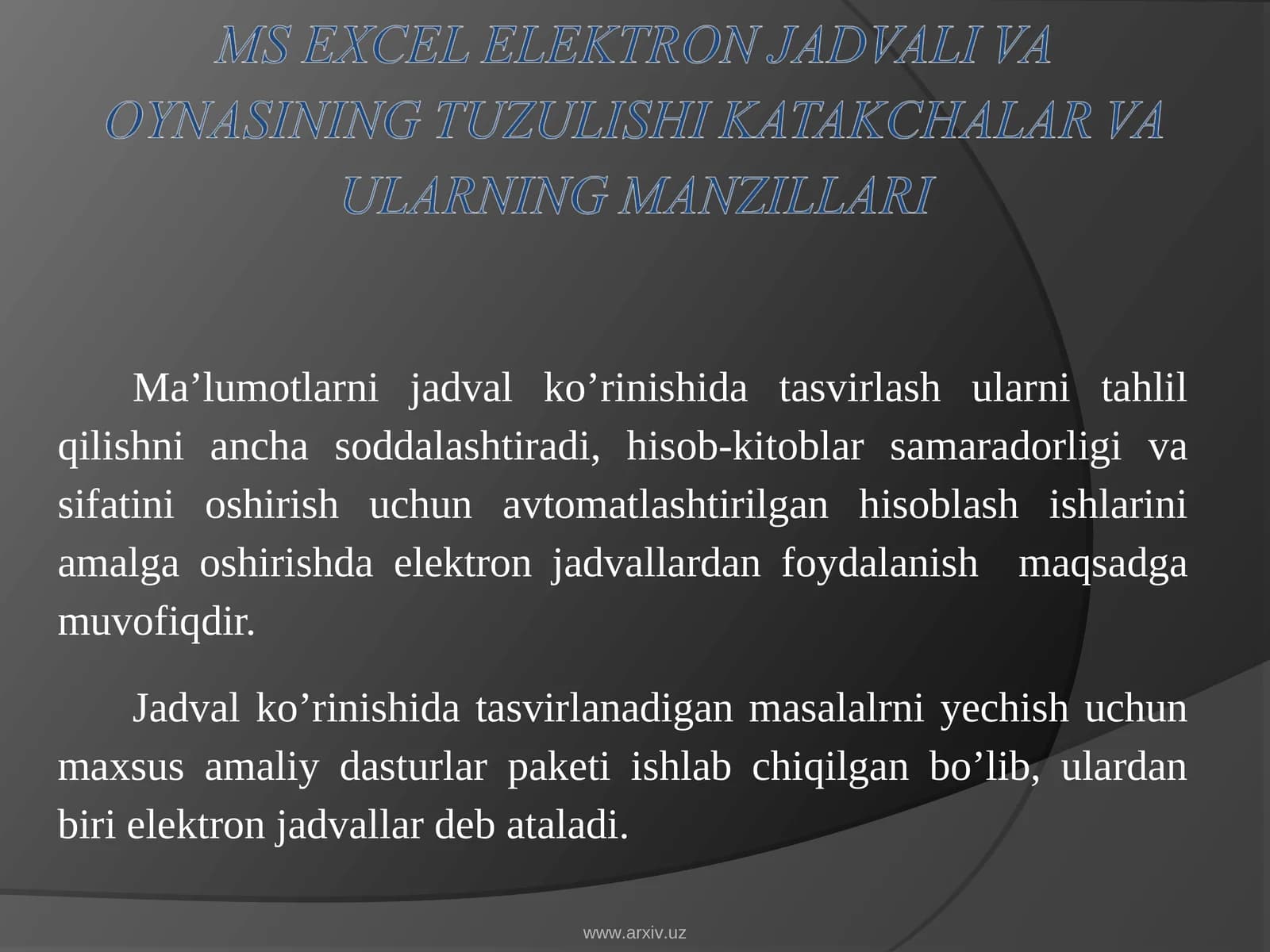 Elektron jadvallar
