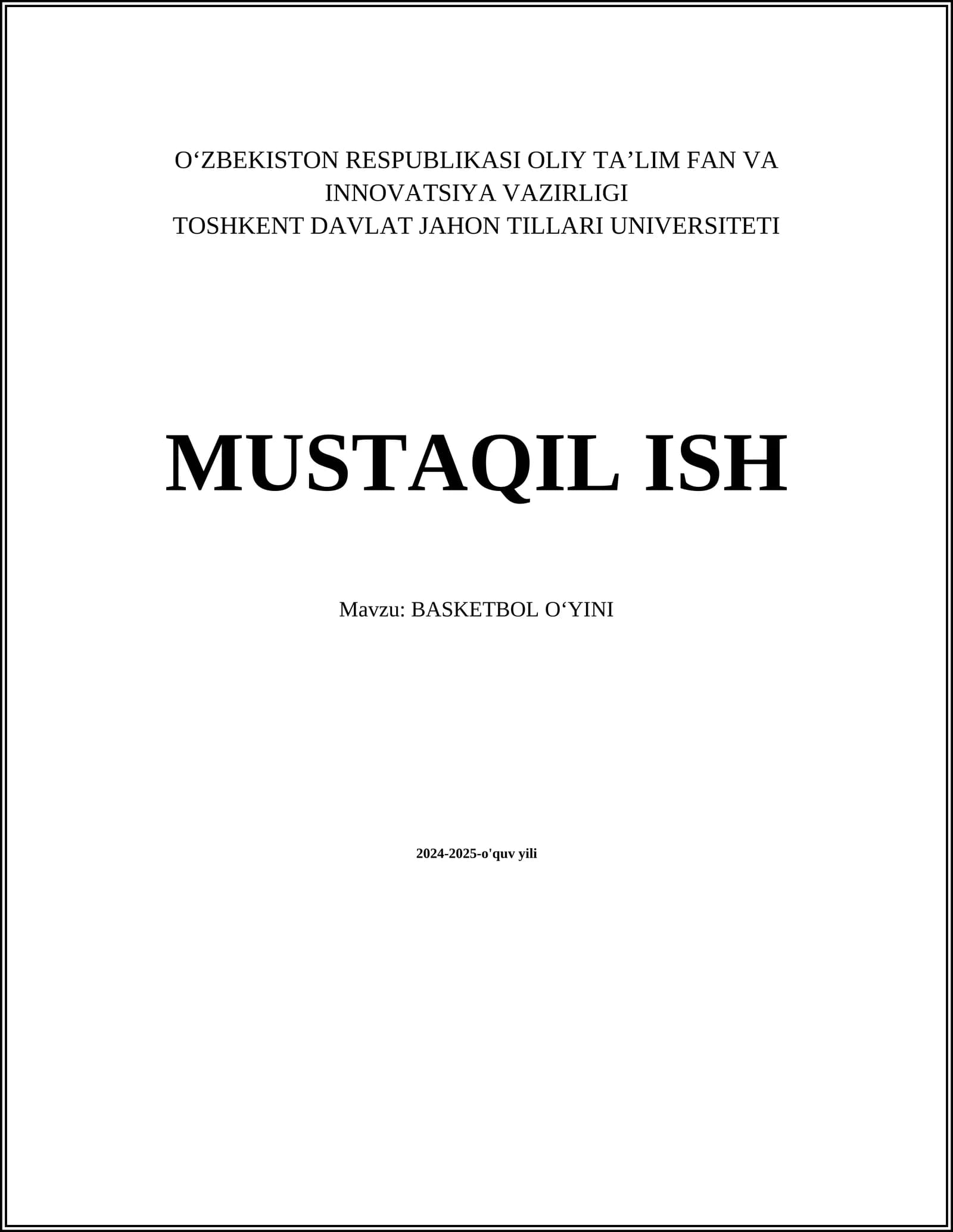 BASKETBOL OʻYINI