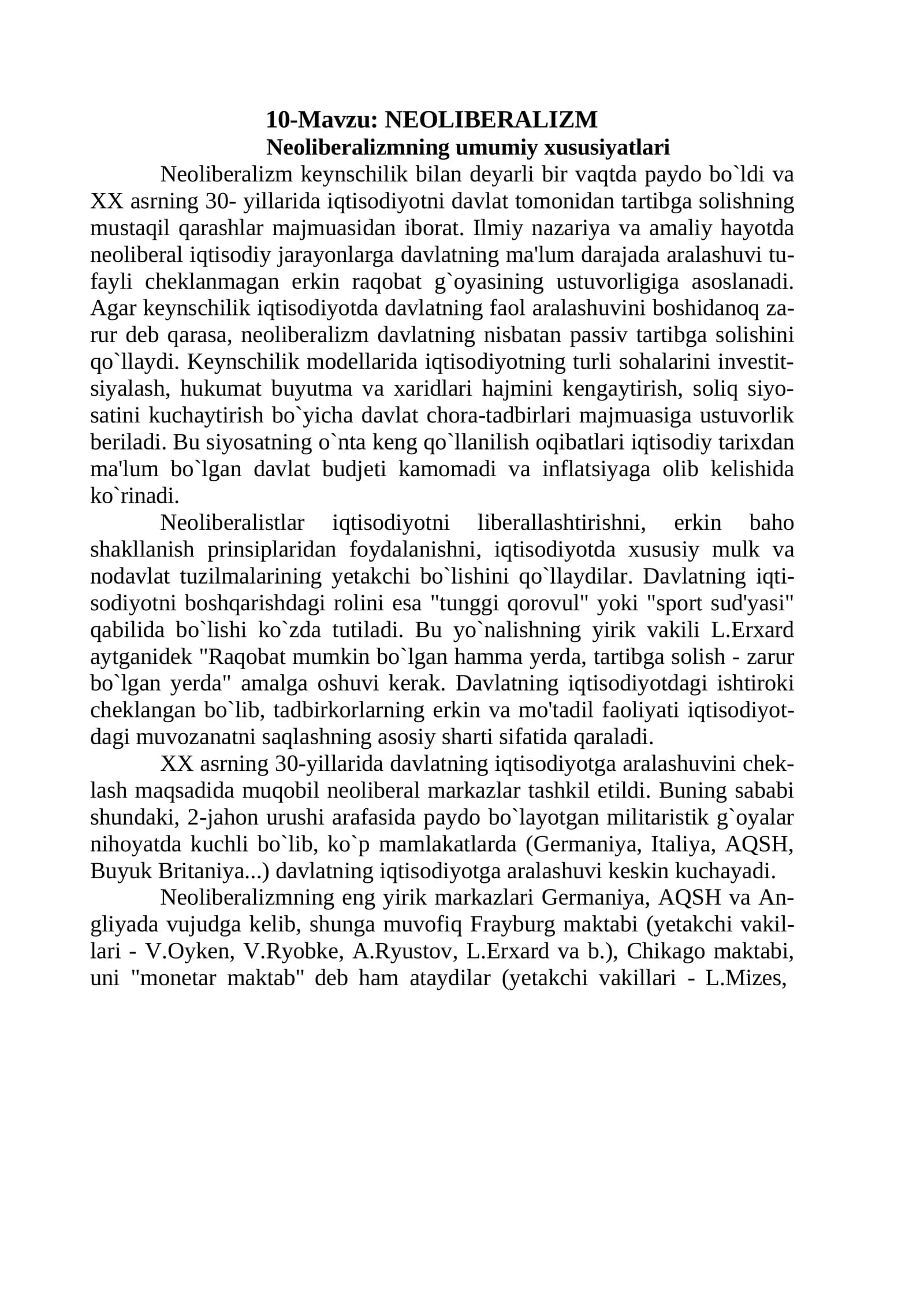 NEOLIBERALIZM
