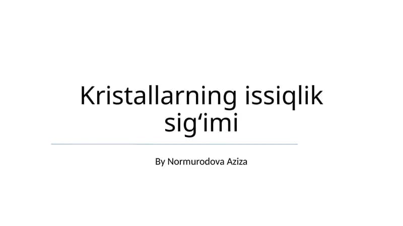 Kristallarning issiqlik sigʻimi