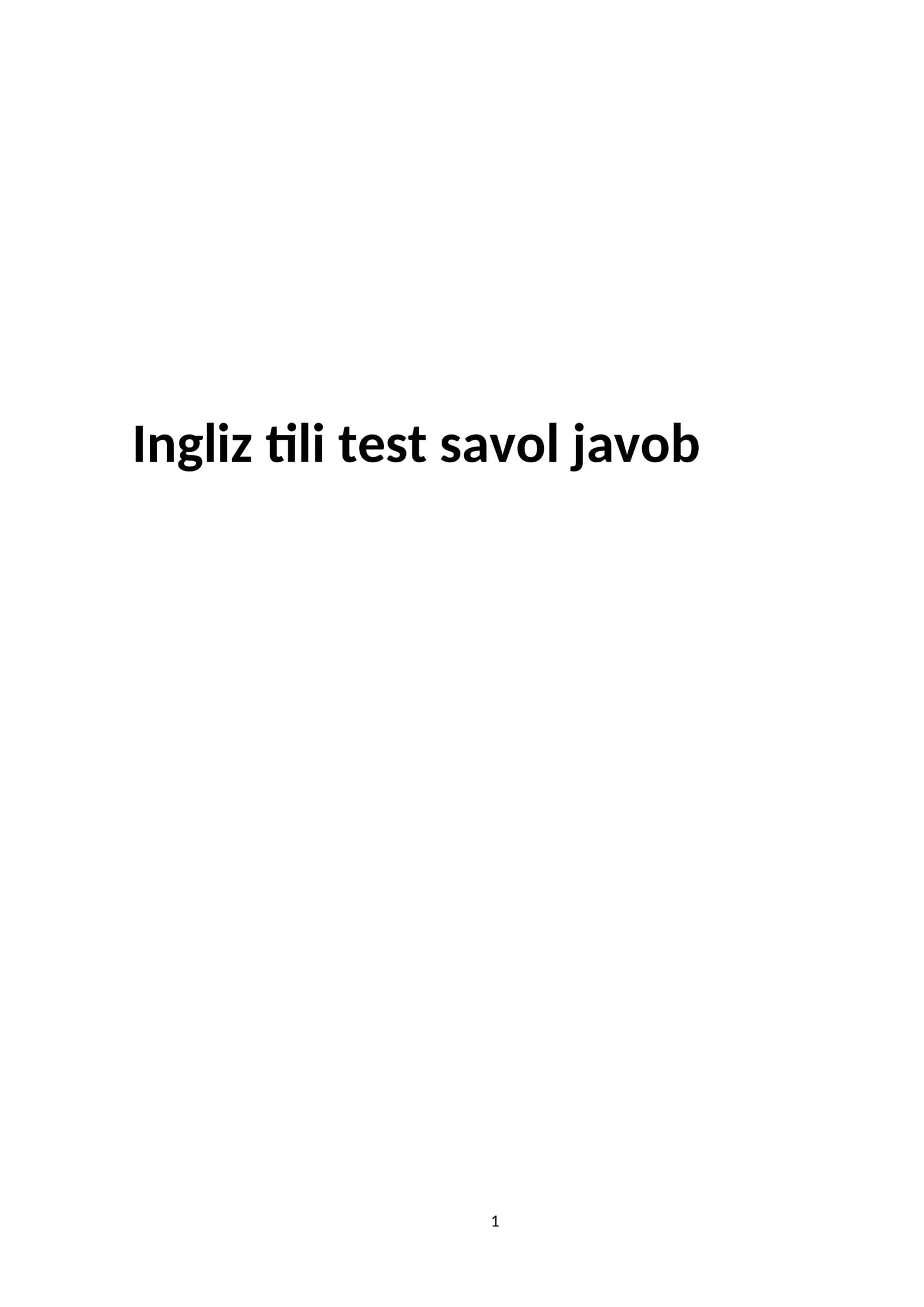 Ingliz tili test savol javob