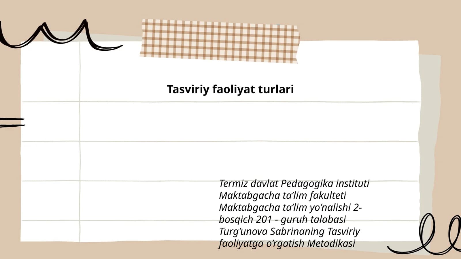 Tasviriy faoliyatga o’rgatish Metodikasi