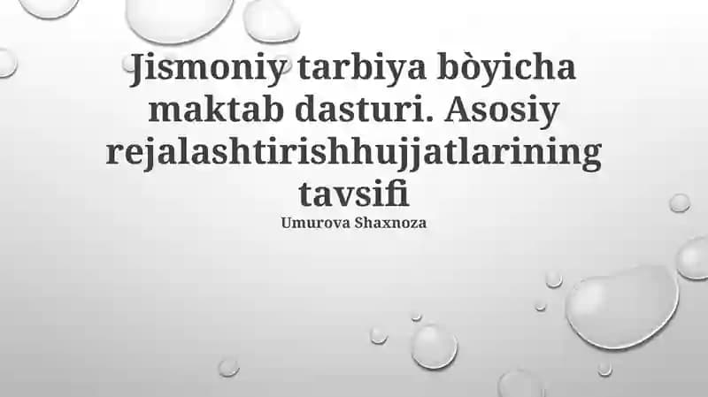 Jismoniy tarbiya bòyicha maktab dasturi